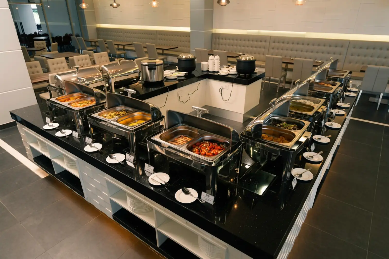Breakfast buffet setup